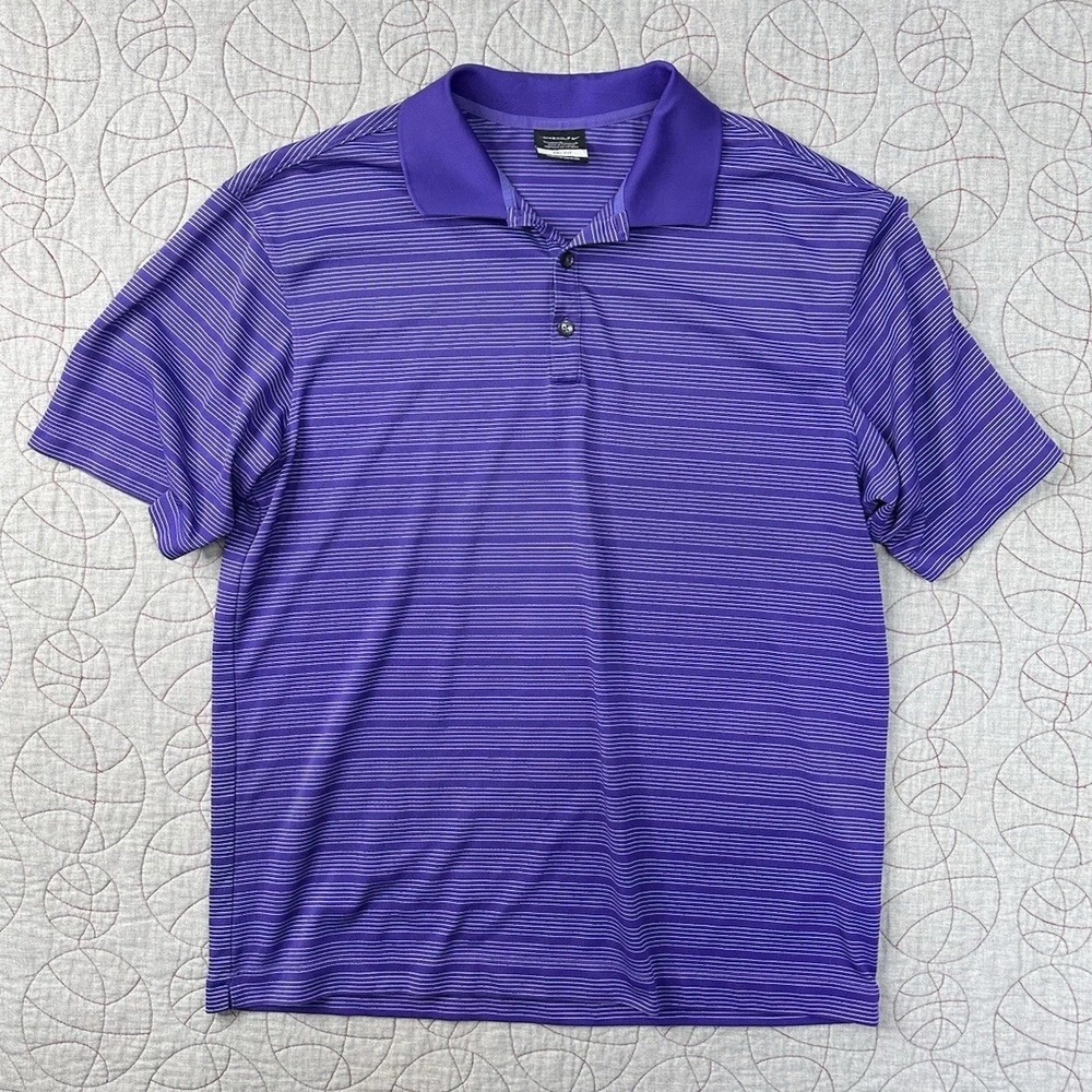 Nike Golf Men's Dri Fit Short Sleeve Polo Shirt Purple Striped Large L 274038